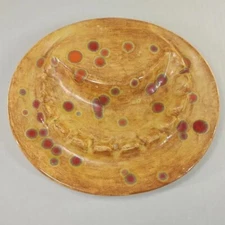 Vintage 70’s Ashtray Ceramic Large Tan With Red Spots
