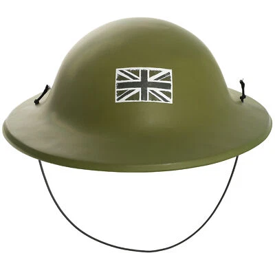 I LOVE FANCY DRESS GREEN ARMY HELMET PLASTIC HAT WW2 SOLDIERS VE DAY ADULTS CHILDS FANCY DRESSS
