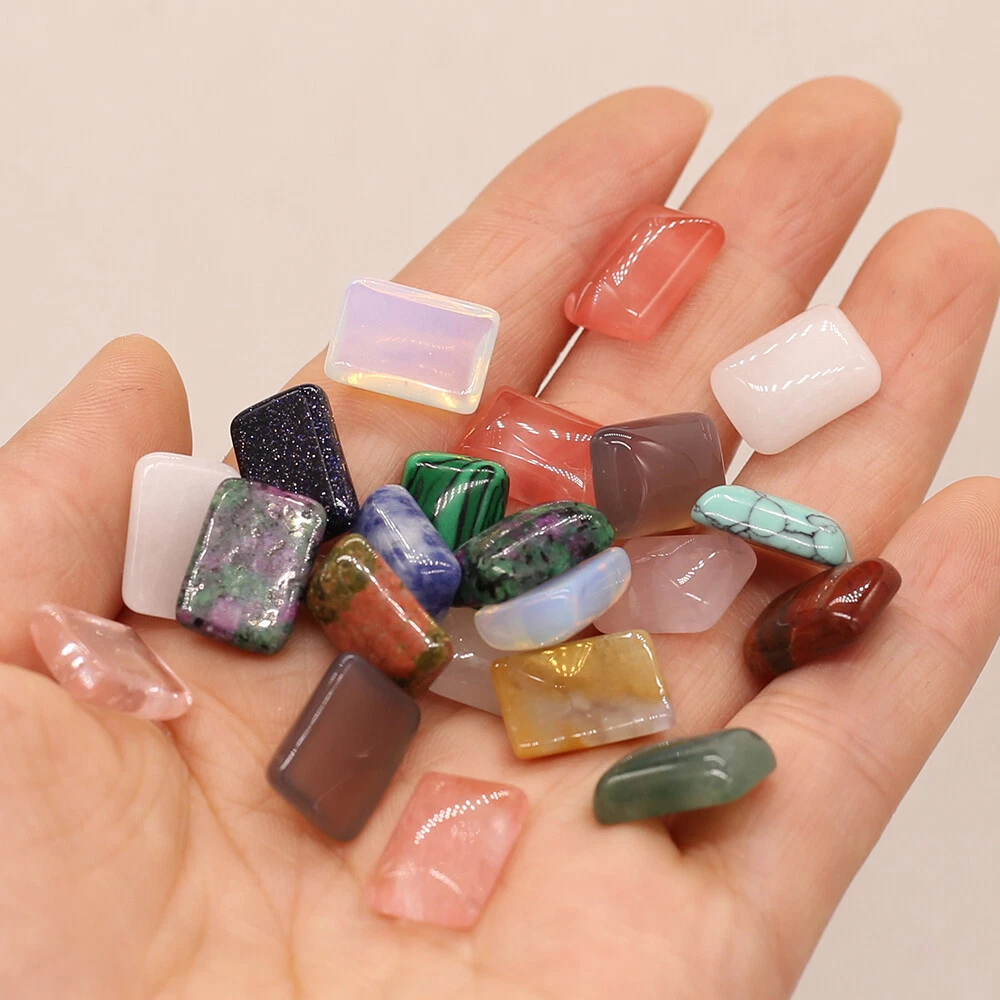 20 Pcs Rectangle Cabochon Flat back Natural Stone Cabochon for Jewelry Making image 4