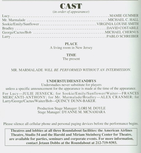 Playbill + Mr Marmalade + Dexter star Michael C Hall , Virginia Louise Smith - Picture 3 of 5