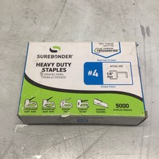 Surebonder 1/4" #4 Heavy-Duty Staples Narrow Crown Chisel Point 5000 Ct
