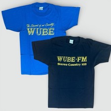 2 vintage 1980s WUBE FM country Radio Station tee Shirts - Medium Made In USA SS