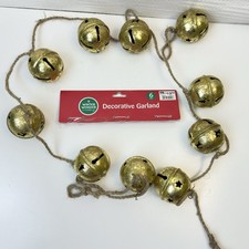 NEW Winter Wonder Lane 6  Christmas Garland Heavy Distressed Gold Bells - India