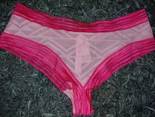 NeW Vs Pink Older Lace  Mesh X Low Rise Cheekster Panty Xs Pink Geo