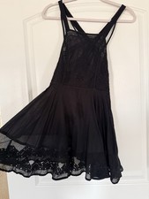Free People Black Lace shirt, Sleeveless Strappy side zip, Size L