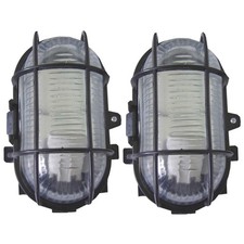 2 x BULKHEAD BULK HEAD WALL LIGHT LAMP LANTERN 60W OUTDOOR GARDEN SECURITY