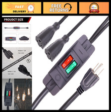 Heavy Duty 2 Way Extension Cord with On/Off Switch, Indoor Y-Splitter, 15A/125V,