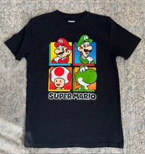 NWOT Nintendo Super Mario 100 cotton Boys T-Shirt Black Size 18/20 SM