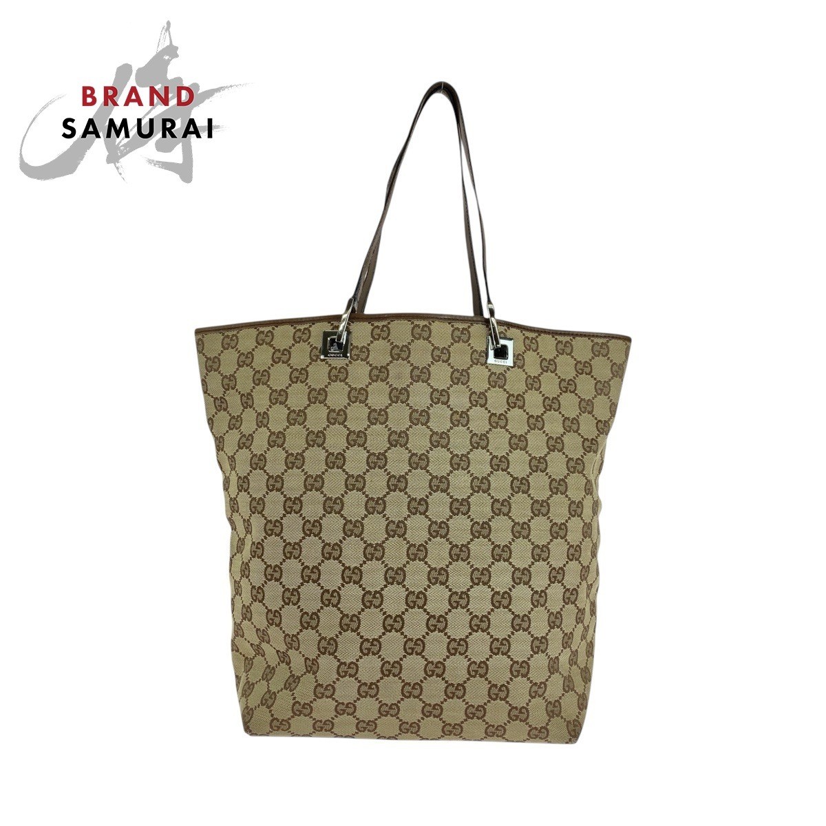 Gucci GG Canvas and Leather Tote Shoulder Bag in Beige Brown 503290