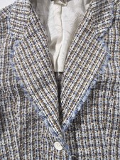 Tweed Blazer Jacket Chic Boucle Multicolor Textured Woven Coat M 8/10 Vtg Usa