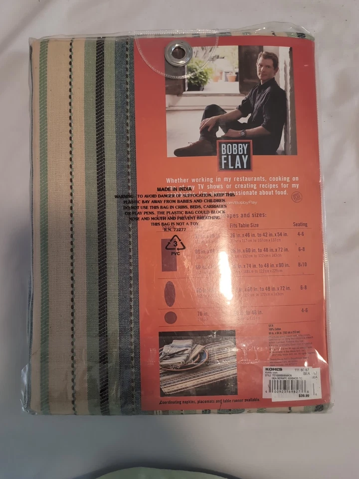 Bobby Flay Tablecloth Sea Serape Collect Oblong Size 60 X 84 Oblong NIP - Image 4 of 4