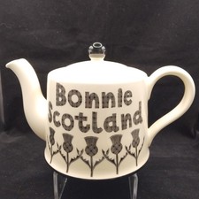 Moorland Pottery Scots Ware 'Bonnie Scotland' 6 cup Teapot, Black, New-Seconds