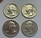 4x Washington Silver Quarters 1954-1964— 90% Silver  (Lot of 4)