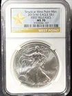 2013-W Silver Eagle NGC MS70 from the West Point Mint  First Releases Star Label
