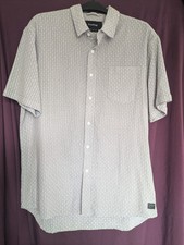 Camicia da lavoro uomo Firetrap taglia large grigio pallido bianco manica corta casual estiva