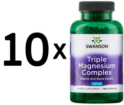 10 x Swanson Triple Magnesium Complex, 400mg - 100 caps (162,38 EUR/kg)