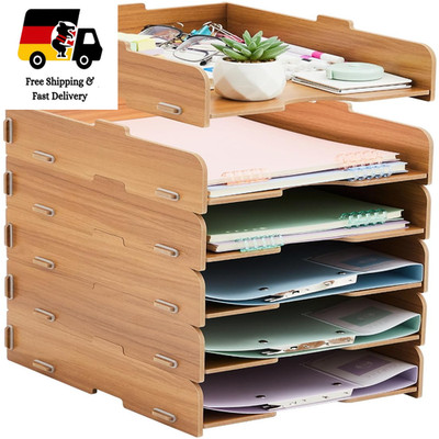 Stackable Storage Compartments 6 Stück A4 Holz Büroorganizer