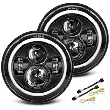 Black 2pcs 7 inch Led Headlight Round DOT Approved H6024 Led Headlight DRL Turn