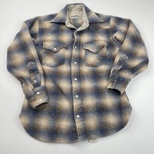 Vintage 70s Pendleton Western Shadow Plaid Pearl Snap Wool Boys Youth Sz M