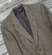 42R Austin Reed Regent Street Wool Tweed Blazer Elbow Patches Barleycorn Old 