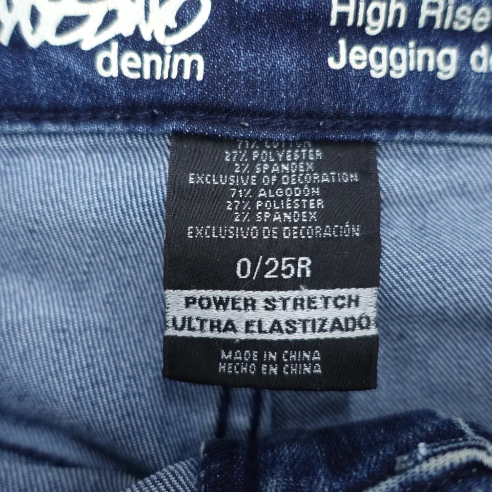 Pantalones de mezclilla Mossimo de tiro alto para mujer 0/25 azul algodón elástico pierna ajustada Foto 4 de 4