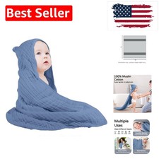 Luxurious Hooded Baby Towel - 100 Muslin Cotton, Soft Absorbent, 32x32 Inch