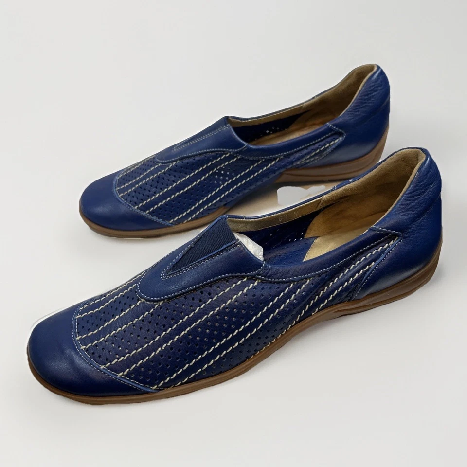 Zapato Sesto Meucci Cuero Azul Sin Cordones 8.5N Italia Capri Cómodo Caminar Viaje Foto 2 de 4