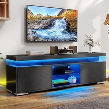 Modern LED TV Stand with Storage Drawers, USB Lights & Easy Assembly – Fits 55/6
