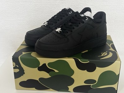 Authentic A Bathing Ape Bape Bape Sta US 9.5 New Black Bapesta Sneakers