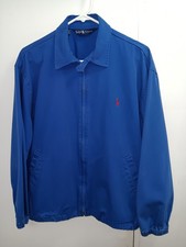 Vintage 80s Ralph Lauren Full Zip Harrington Jacket Men Size Large Blue