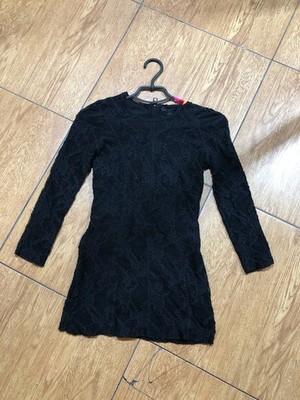 chinese dress ladies BURBERRY PRORSUM Size 2 White Black Cotton Blend Lace Knee-Length Dress main image 0