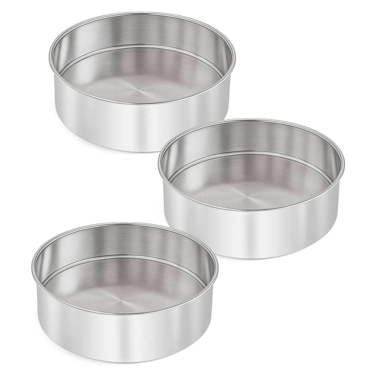 "6 Inch Round Cake Pan Set of 3, Stainless Steel NonStick Bakeware"