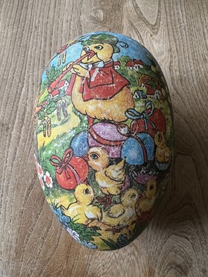  Vintage deutsches GROSSES 60er 70er Pappmaché OSTEREI Bon Bons Süßigkeiten Display