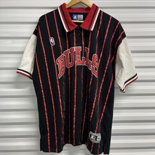 Vintage 90s Starter Chicago Bulls NBA Shooting Shirt XL Pinstripe Warm Up
