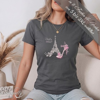   Bedrucktes Damen T-Shirt JANA 100% Baumwolle Aufdruck: Eiffelturm High Heel  