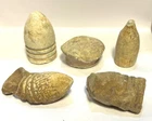 5 CIVIL WAR BULLETS CARVED MUSHROOM POURED 41st GEORGIA VICKSBURG