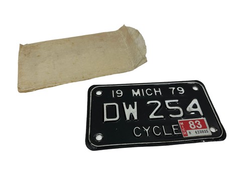 Vintage 1979 Michigan schwarz weiß Motorrad Nummernschild Harley Chopper DW254