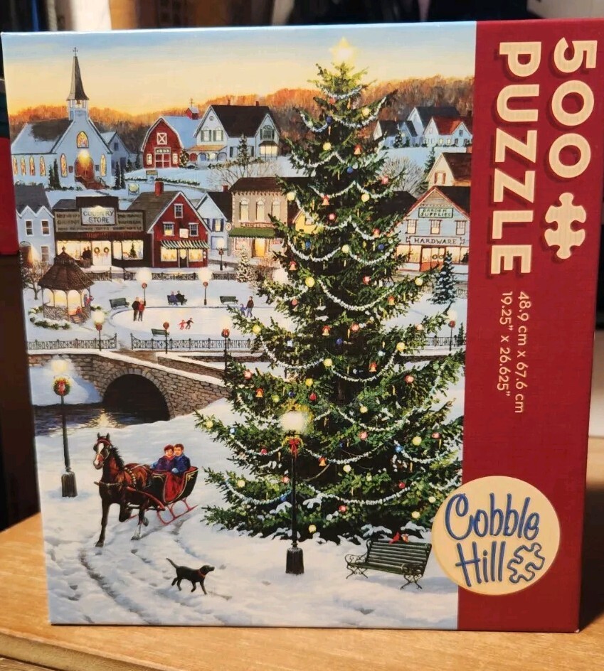 COMPLETE 500 PIECE JIGSAW PUZZLE COBBLE HILL CHRISTMAS VILLAGE TREE