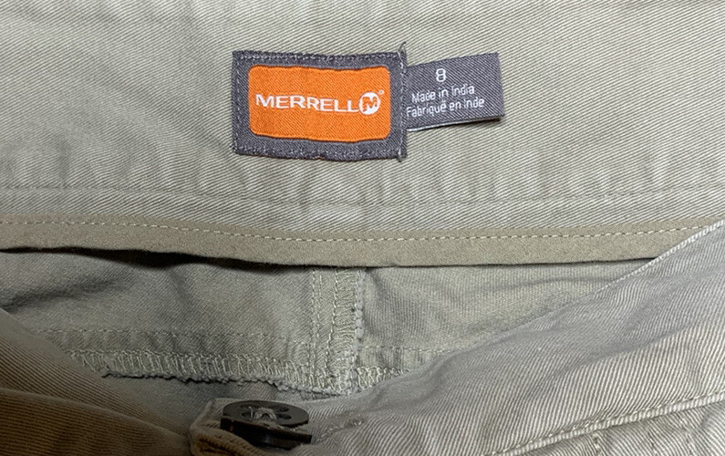 Pantaloni da donna Merrell taglia 8 tagliati cachi beige Capri campeggio escursionismo in perfette condizioni