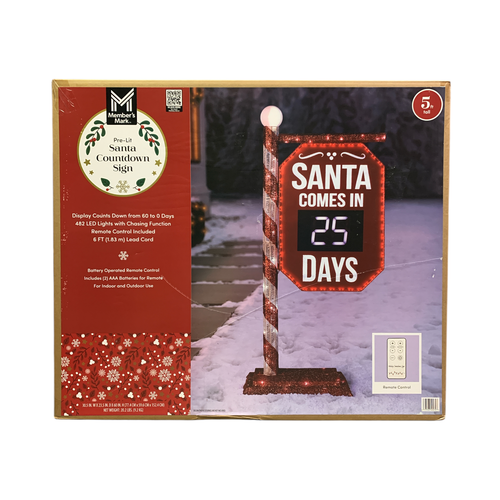 Member s Mark 5 Foot Pre Lit Santa Countdown Sign 482 Chasing LED Member s mark 5 foot pre lit santa countdown sign 482 chasing led