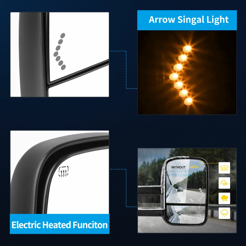 Power Heated Tow Mirrors for 2007-2013 Chevy Silverado Sierra 1500 2500HD 3500HD - Image 2 of 4