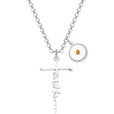 Faith Cross Necklace with Real Mustard Seed   Inspirational Christian Jewelry