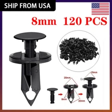 120Pcs 8mm Bumper Clips Retainer Auto Car Rivets Fastener Plastic Fender Push