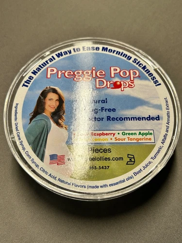 Preggie Pop Drops for Morning Sickness 21 Pieces Assorted Sour Flavors Exp 6/26