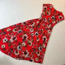 Anthropologie Donna Morgan Asymmetrical Floral Scarlet Red + White Dress, Size 0