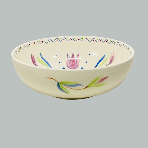 Vintage 5 PC Ceramic Salad Bowl Set Heart & Tulip Fred Roberts Company Japan - Picture 4 of 17