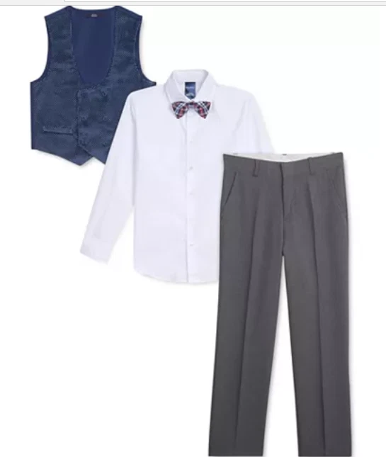 Nautica Little Boys 4 peças Conjunto de colete de veludo com peito duplo bolinhas novo com etiquetas - Imagem 2 de 2