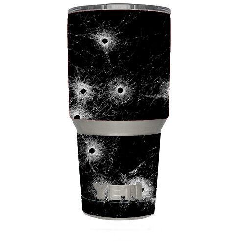 Skin Decal for Yeti 30 oz Tumbler Cup (6-piece kit) / Bullet Holes in Glass - Picture 1 of 1