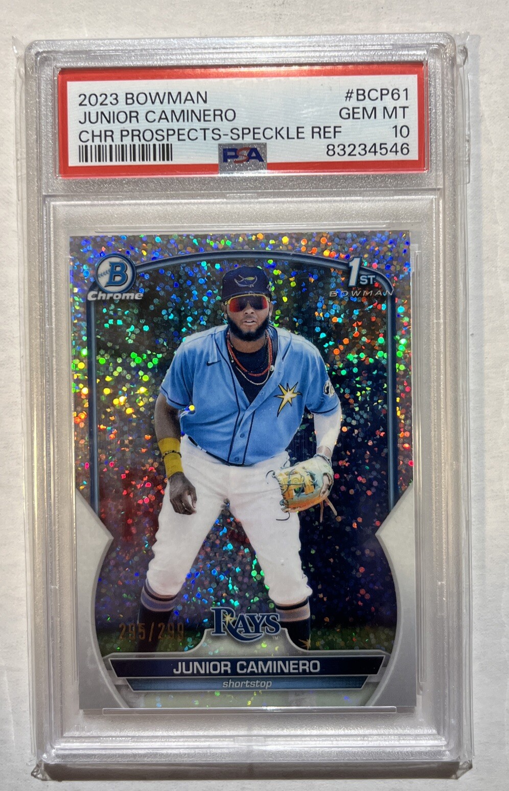 2023 Bowman - Chrome Prospects Speckle Refractor #BCP-61 Junior Caminero /299