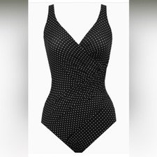 NWT Miraclesuit Pin Point Oceanus One Piece Swimsuit size 18